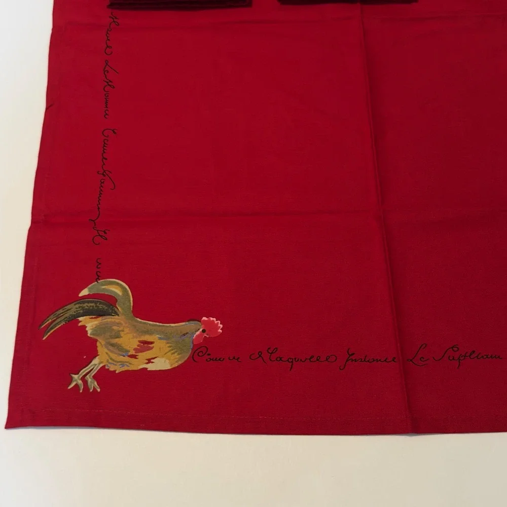 Williams Sonoma Red Rooster French Country Cotton Napkins Set of 4 Square 20